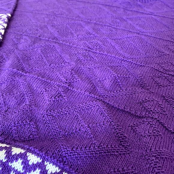 Vintage Women's Purple Knit Nordic Cottagecore Artisan Maximalist Sweater 20W - Picture 7 of 14